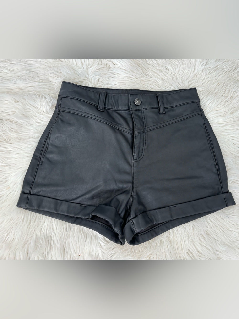 American Eagle Outfitters Black Faux Leather Waistband Panel